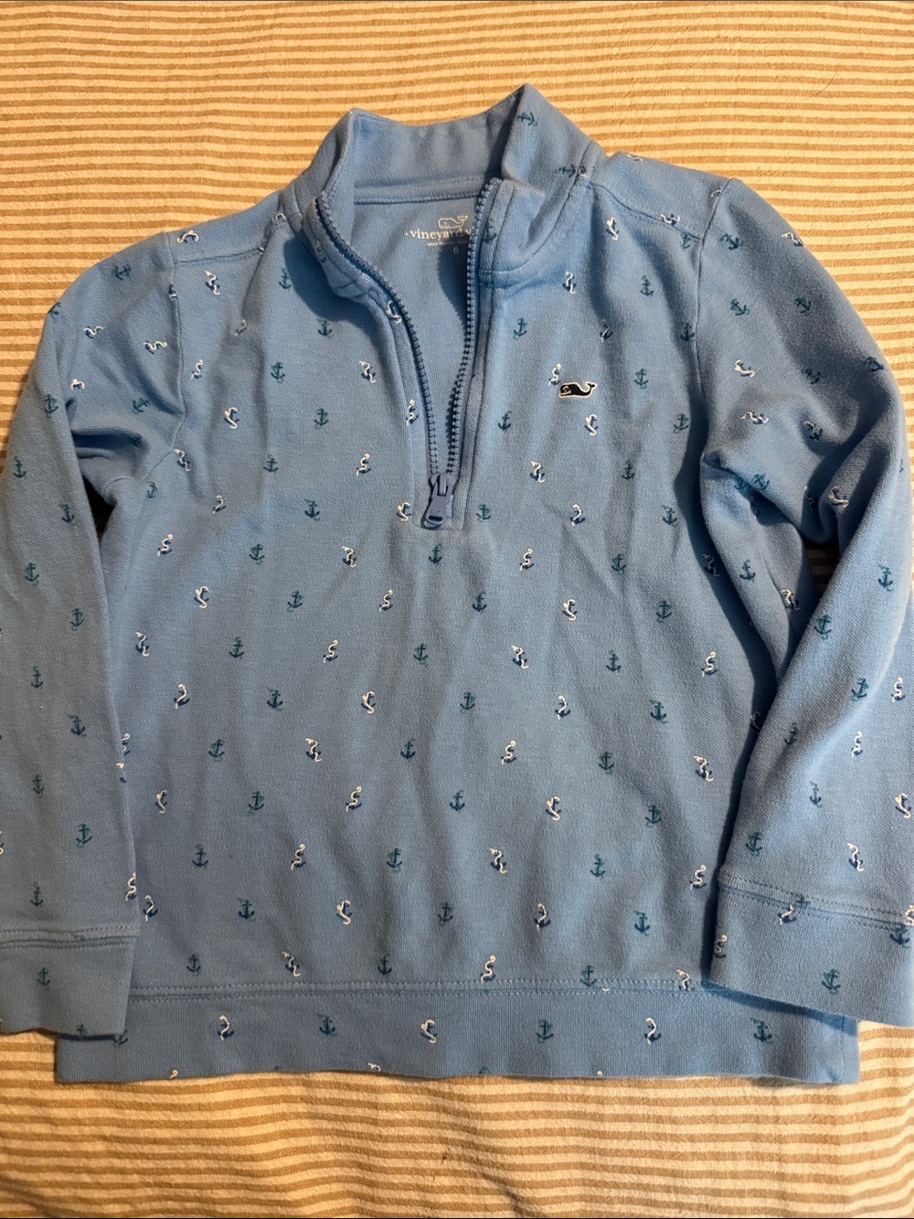 Vineyard Vines Sky Blue Anchor Quarter-Zip Pullover